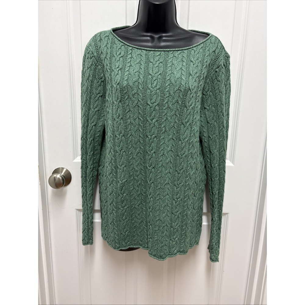 Lauren Ralph Lauren Heathered Green Cable Knit Long Sleeve Sweater - Size‎ XL